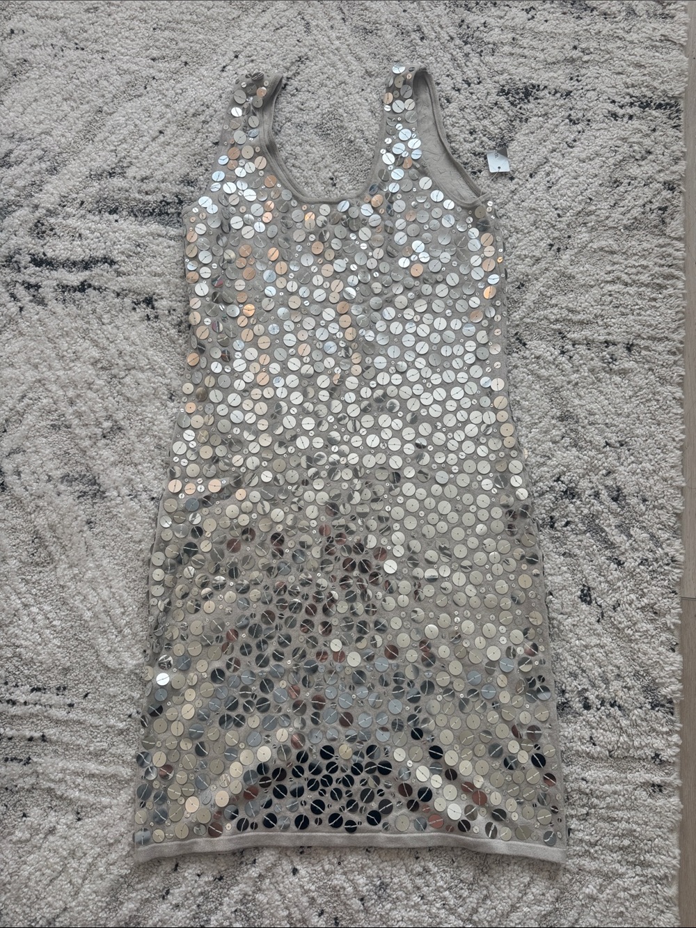 Silver Sequin Sleeveless Mini Dress
